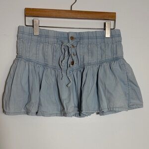 We The Free Light Blue Ruffled Mini Skirt Medium